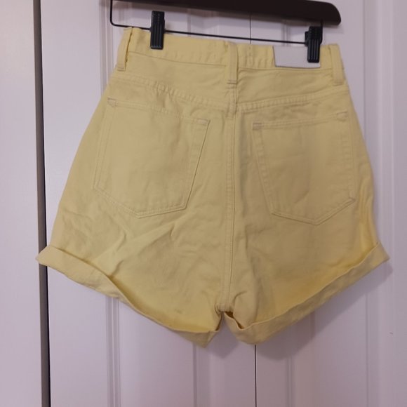 Lemon Sorbet Hi snd Loose Yellow Denim Shorts - Picture 2 of 3
